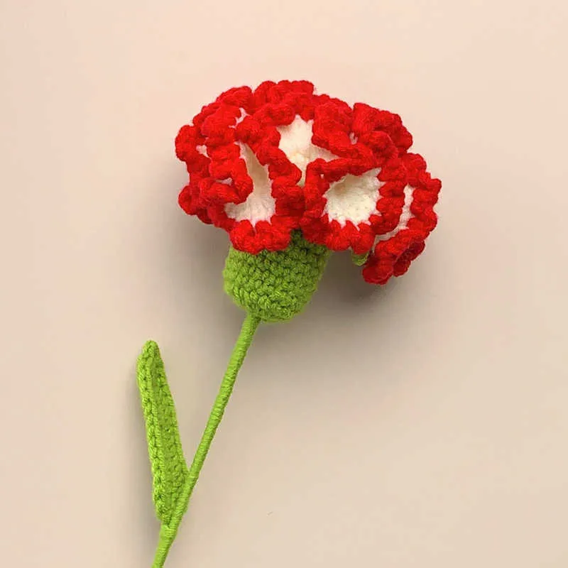 Dried Flowers Creative Mother's Day Knitting Flower Handmade Carnation Crochet Hand Artificial Fake Bouquet