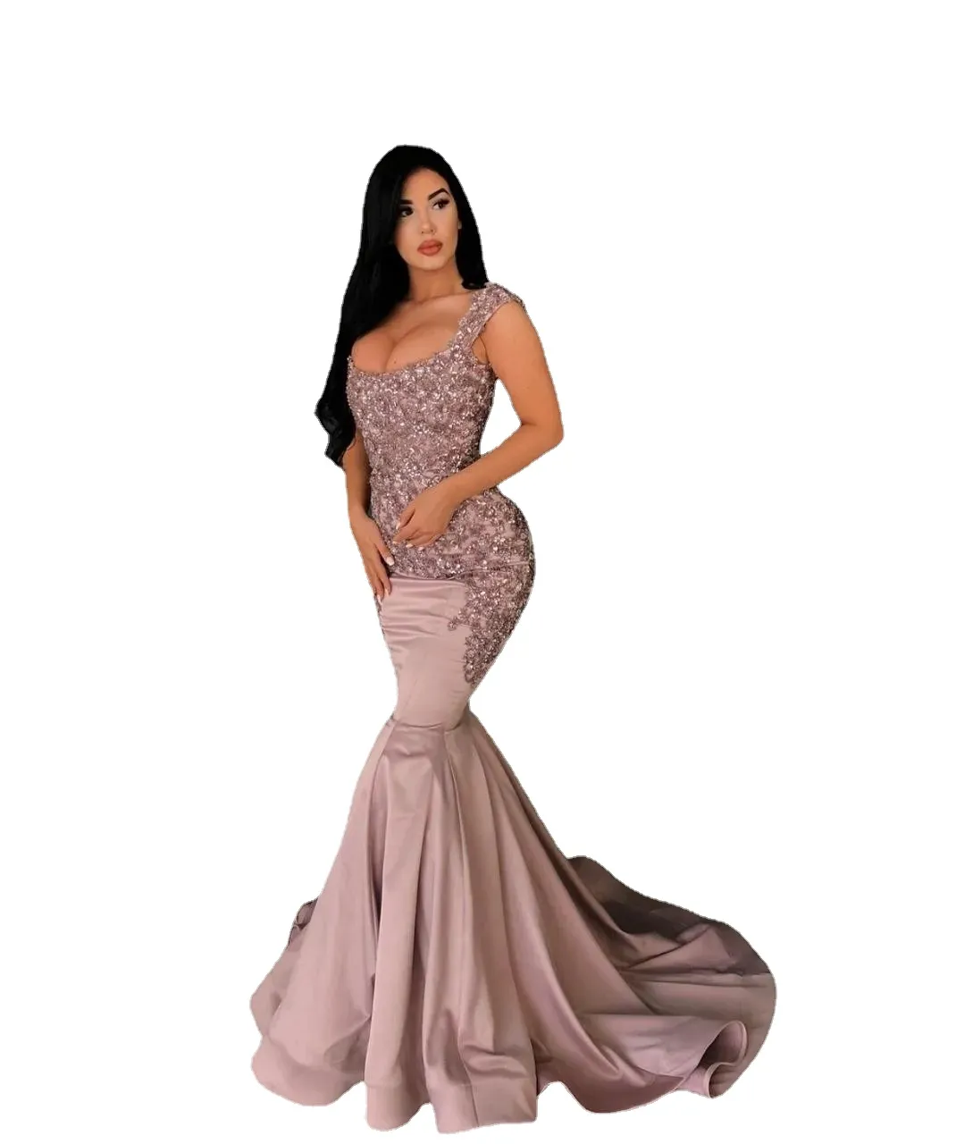 New Arrival Mermaid Prom Dresses Scoop Neck Lace Appliques Beaded Crystal Sleeveless Corset Back Plus Size Evening Party Pageant Gowns