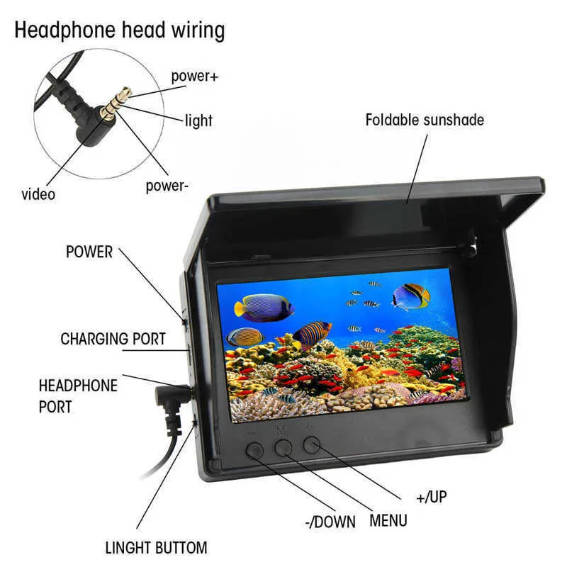 Portable Underwater Fishing Camera And Rod Holder Set With 4.3in