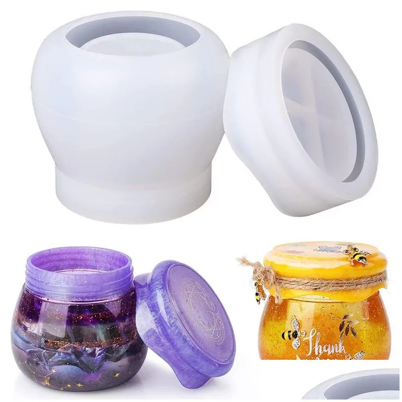 Autres fournitures de fête festive Sile Tank Mod Diy Pudding Jar Bijoux Boîte De Rangement Époxy Coulée Moule Avec Couvercles Cadeaux Drop Delivery Ho Dhvn2