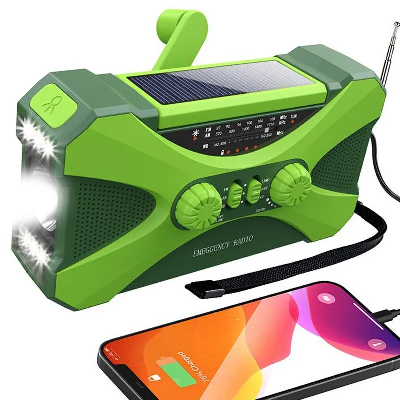 Stickers New Pocket Emergency Hand Crank Dynamo Solar Power Am/fm/wb Weather Flashlight 10000mah Phone Charger Reading Camping Lamp Radio