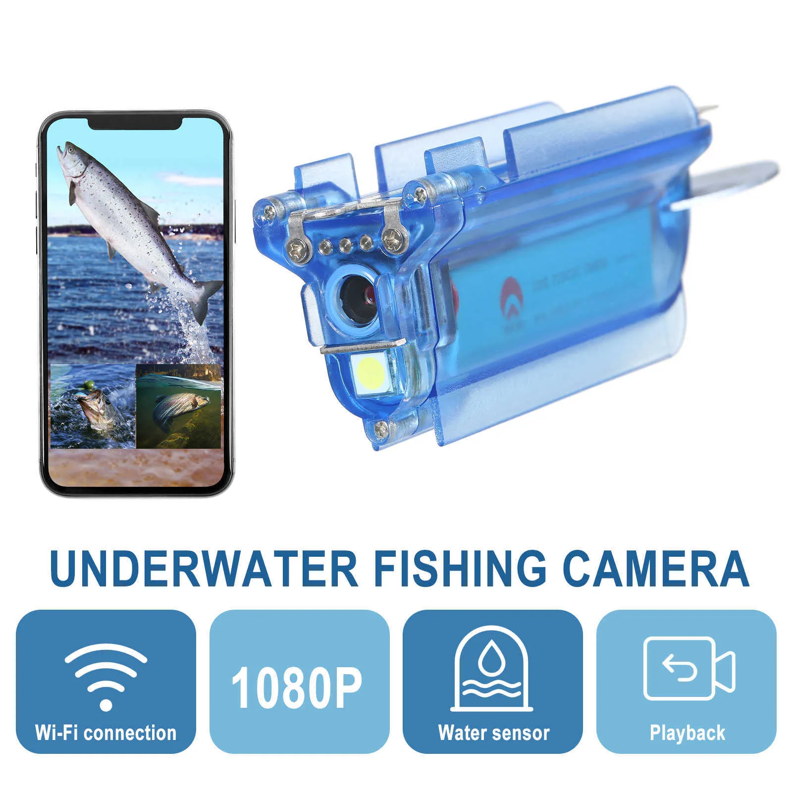 Fish Finder 1080P trådlös undervattensfiskekamera WiFi Fishfinder videokamera med loopinspelning APP-kontroll för issjöbåtsfiske HKD230703