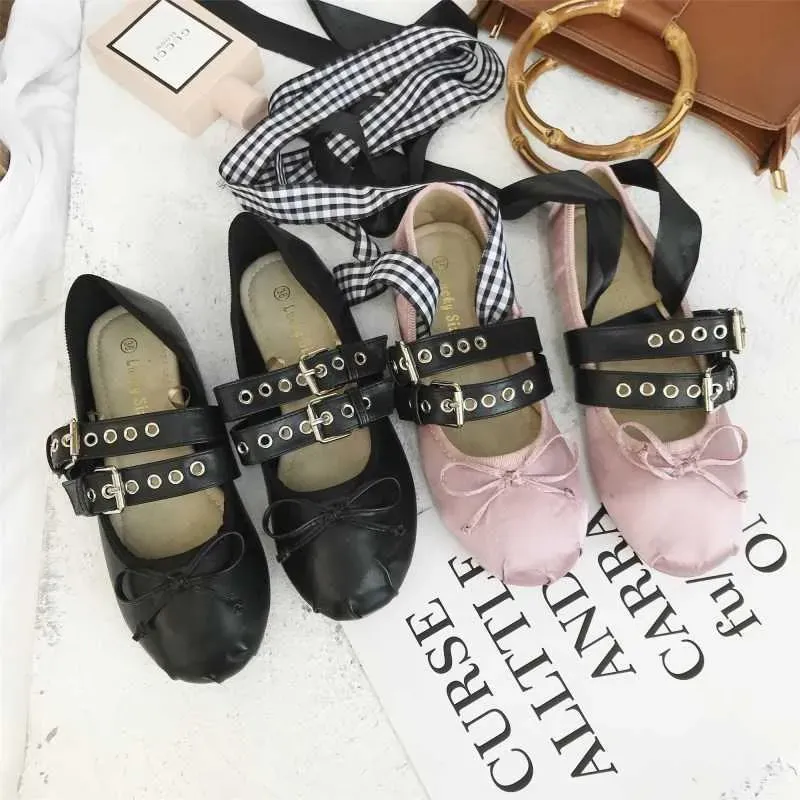 2023new Trade Shouse Tinghon Classic Silk Ballet Shoes Lace Up Ballet Women кругло