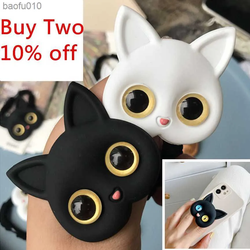 Hava kesesi telefon sahibi GRIPTOK KORE KORE KAWAII 3D Kedi Cep Telefonu Parmak Yüzüğü Stand Stand Tok Tok Cep Telefon Aksesuarları İPhone için