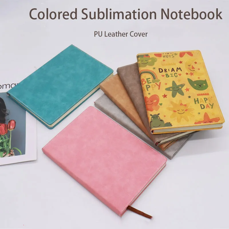 Blank Sublimation Notebook A5 Sublimation PU-Leather Cover Soft Surface Notebook Hot transfer Printing Blank consumables Coloful Cover for Subliation