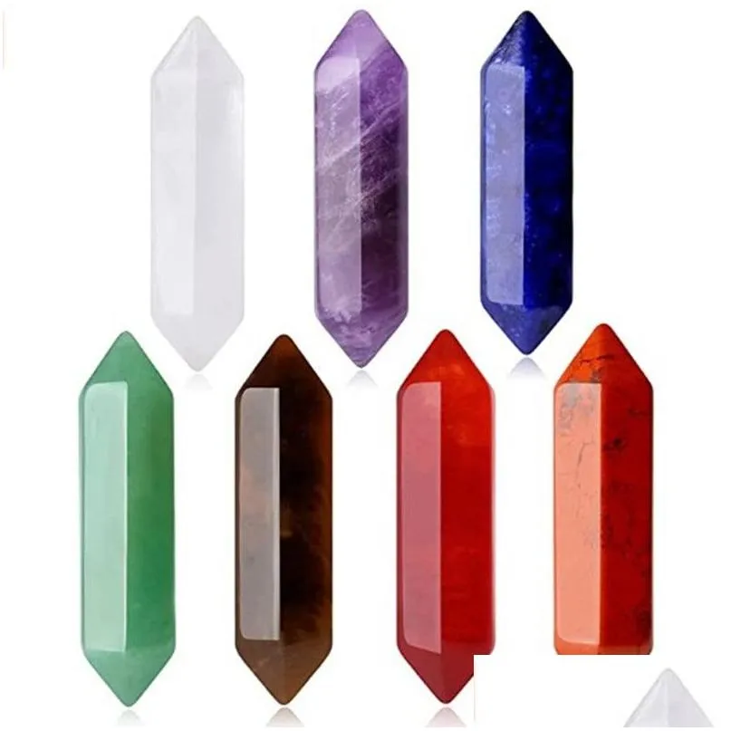 Stone Fashion Chakra Natural Hexagon Prism Shape Aventurine Rose Quartz Charm For Jewelry Making Drop Delivery Dh68T