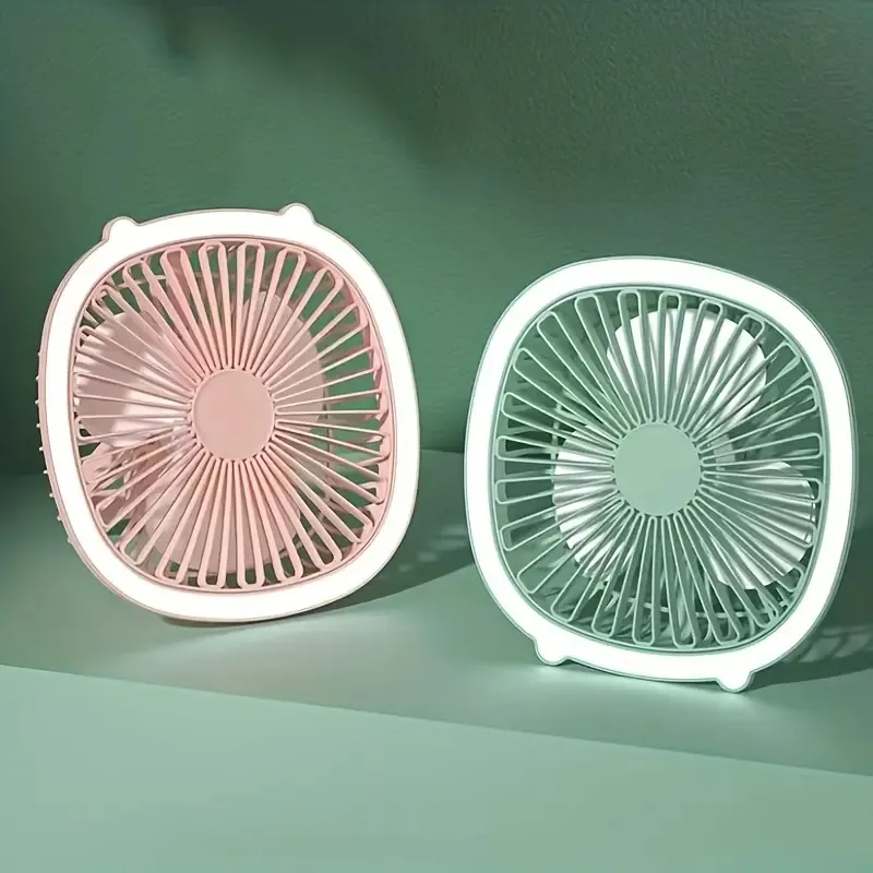 Cute Cat Ear Mini Fan - Portable USB Fan with Adjustable Light, Desktop ...