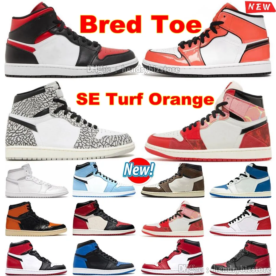 1S Vit Svart Röd Bred Toe Turf Orange Basketskor 1 Hög Nästa Kapitel Spider Vers Ljus Rök Grå Neutral Sneakers Palomino Dark Mocha Fragment Trainers