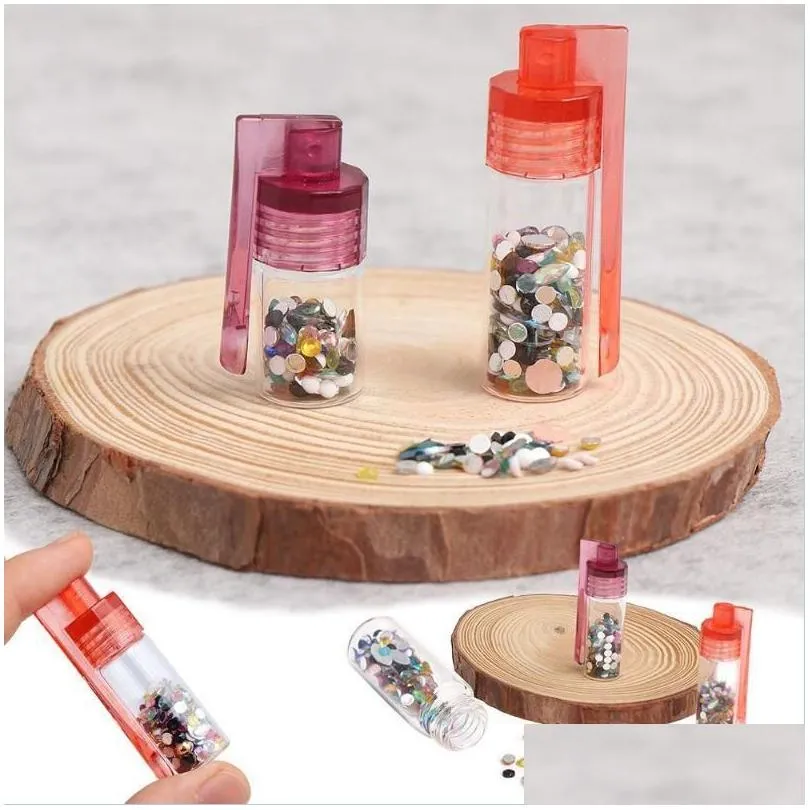 Storage Bottles Jars Random Color Household Glass Vial With Spoon Case Box Refillable Bottle Container Drop D Delivery Home Garden Ott6Q