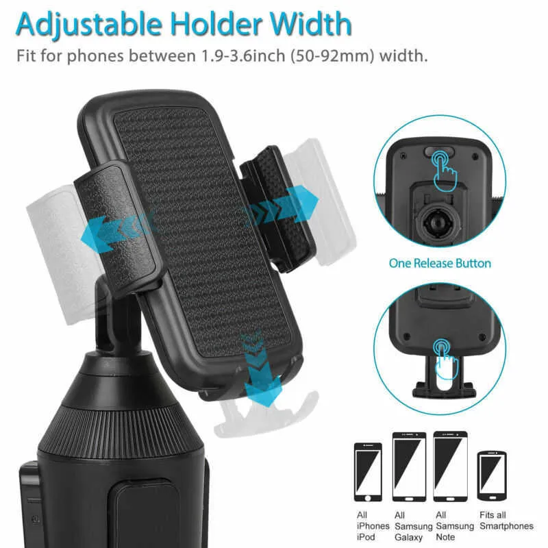 Car Phone Holder Mount, Phone Mount for Car Universal 360 Adjustable Phone  Holder , Car Cup Holder for All Smartphones