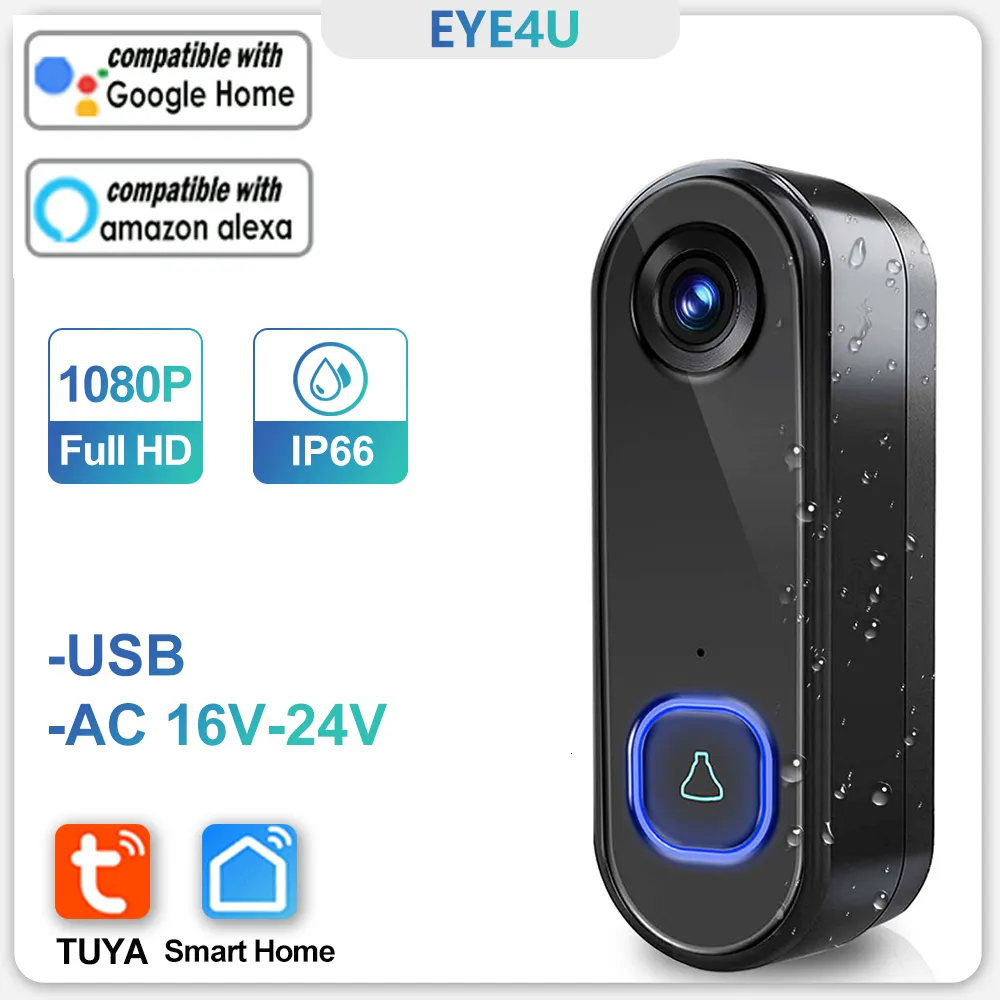 Doorbells TUYA Video Doorbell WIFI 1080P HD Outdoor Phone Door Bell Camera Security Video Intercom IR Night Vision AC USB Power Smart Home 230701