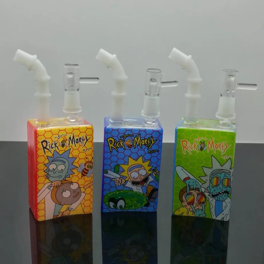 Glazen rookpijpen Vervaardiging Handgeblazen waterpijp Bongs Kleurrijk vierkant cartoonpatroon met meerdere vormen, glazen rookset