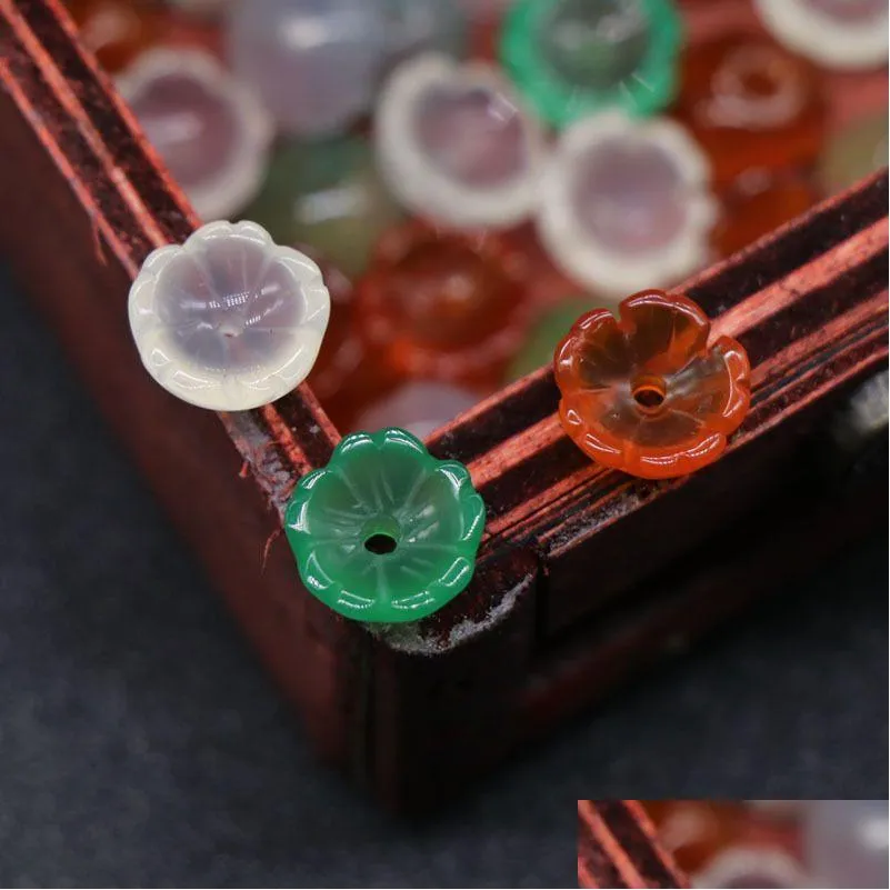 Stone About 9Mm Carved Flower Agate Loose Beads Naked Stones Diy Hairpin Jewelry Acc Drop Delivery Dhp9K