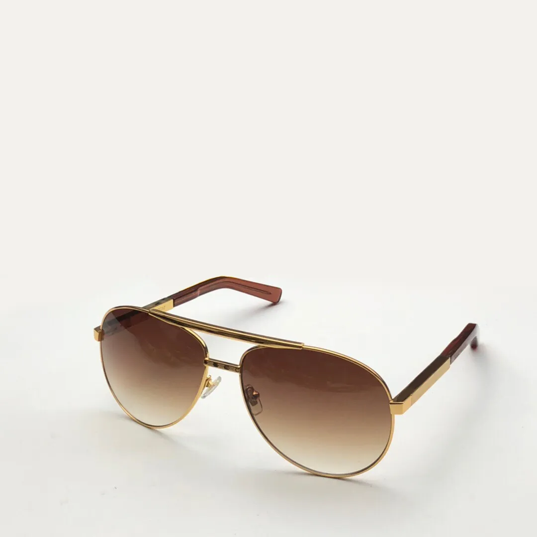 Gold Metal Pilot Sunglasses Brown Gradient Lens Mens Shades Summer Sunnies gafas de sol Sonnenbrille UV400 Eyewear with Box