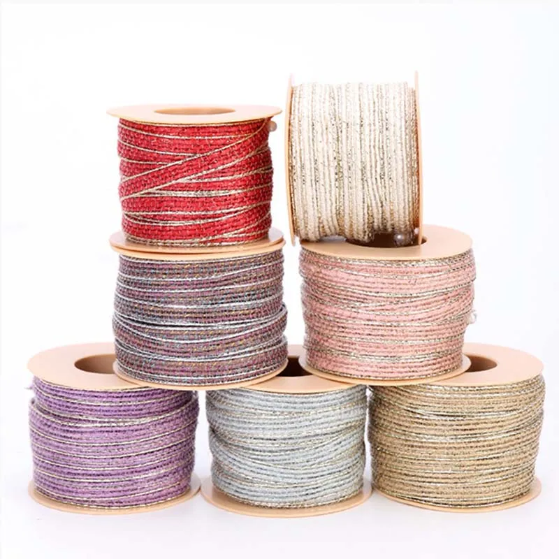 10M/Roll Jute Jute Rollen Hessische Lint Met Kant Vintage Rustieke Bruiloft Decoratie Party DIY Ambachten Kerstcadeau Verpakking Lanyard