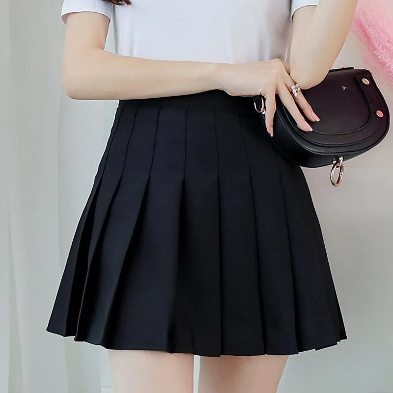 Skirt High Waist Pleated y2k Summer Casual Kawaii Aline Plaid black tennis Japanese School Uniform Mini Skirts for Girls 230703