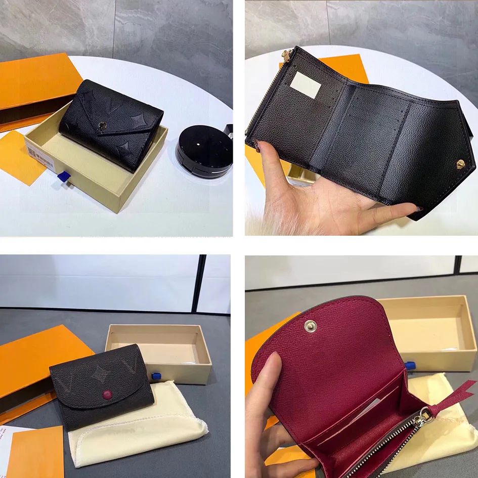 Carteiras de bolsa de couro genuíno de luxo carteiras de designer de moda masculinas femininas pretas marrons carta impressão de flores carteiras múltiplas bifold curtas carteiras pequenas com caixa