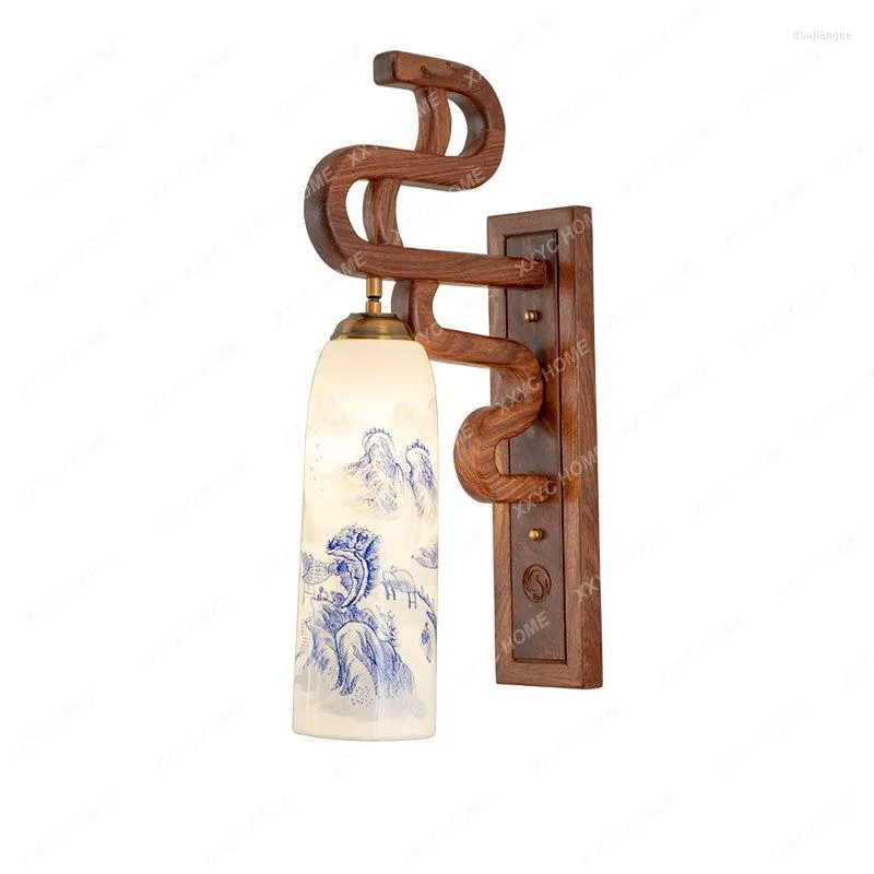 Wall Lamp Chinese Style Bedroom Living Room Bedside Retro Zen Antique Aisle Lighting