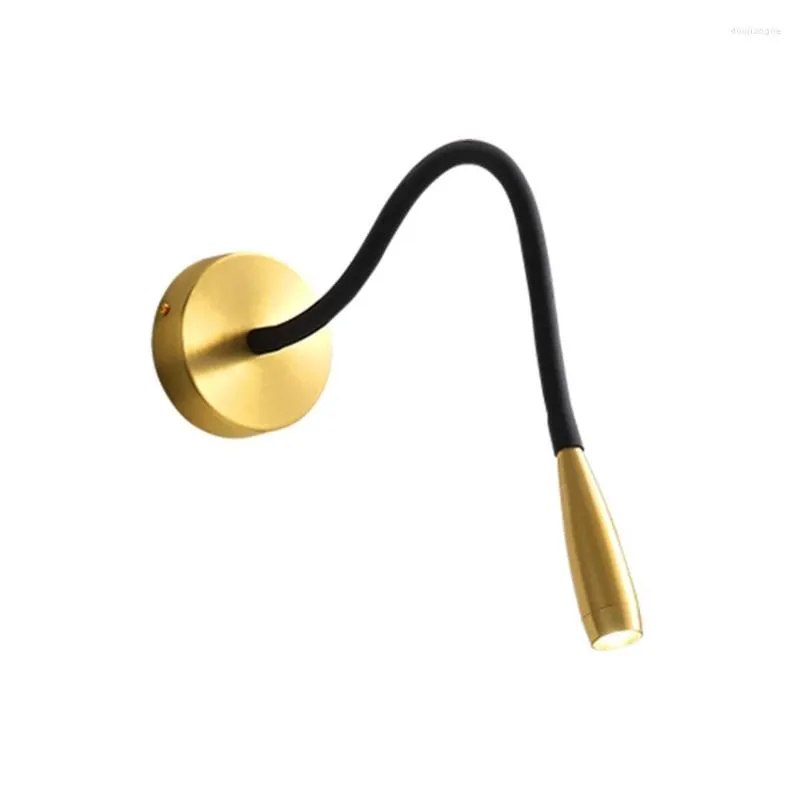 Wall Lamp Nordic Gold Bent Tube Adjustment Lamps Bedroom Bedside Creative Study Reading Light Dimming LED Sconces Lights Fixtures