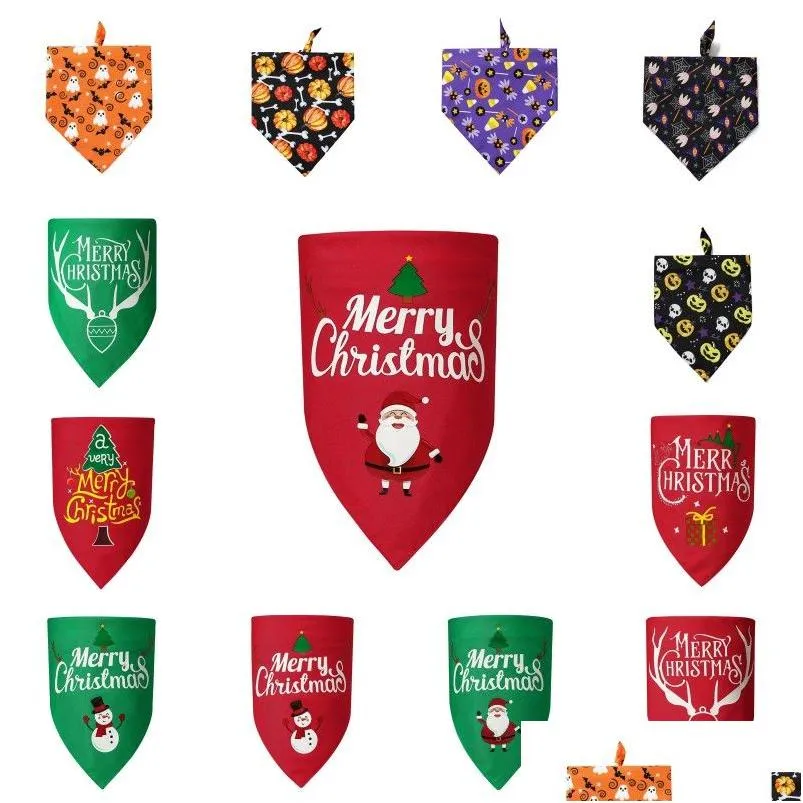 Other Dog Supplies Christmas Pet Triangle Scarf Happy Halloween Pumpkin Merry Elk Adjustable Saliva Towel 70X48X48Cm Drop Delivery H Dhlbs