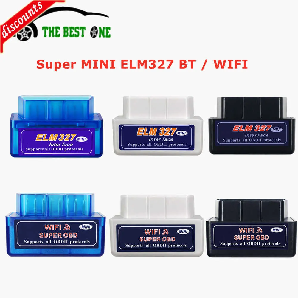 NIEUWE SUPER MINI ELM327 V2.1 Bluetooth-compatibele OBD2-scanner Wifi ELM 327 V1.5 op Android iOS Car Diagnostic Tool OBD II Code Reader