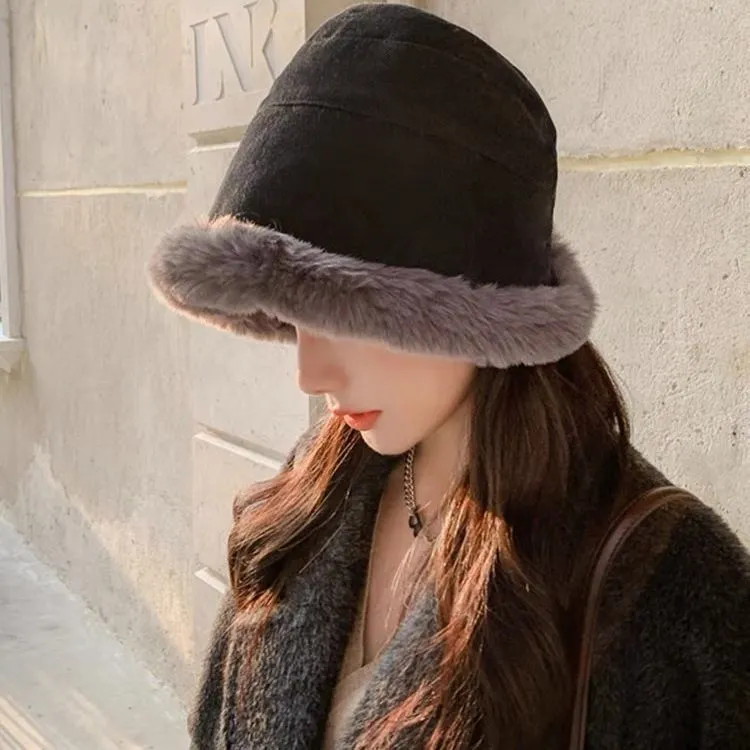 Fashion Women Bucket Hats 2022 Plush Thicked Winter Fisherman Hat Soft Warm Windproof Fluffy Panama Casual Hats for Ladies Caps