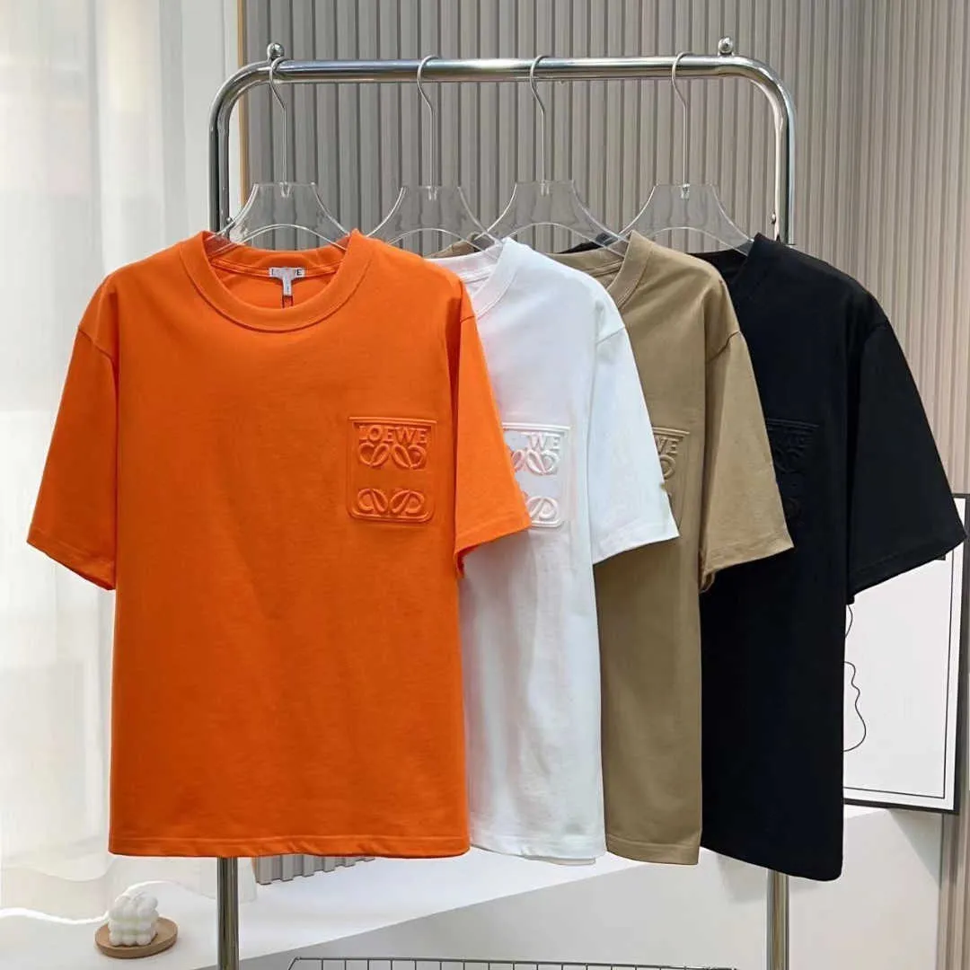 여름 티셔츠 하이 버전 로우 브랜드 디자이너 짧은 슬리브 구호 남자와 여자 승무원 순수면 톱 매트 마모 디자인 셔츠