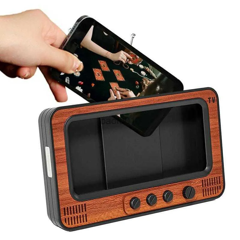 Retro TV Stand For Phone Creative TV Style Cell Phone Holder With Speaker Universal Mobile Phone Accessories For Kitchen Bedroom L230619