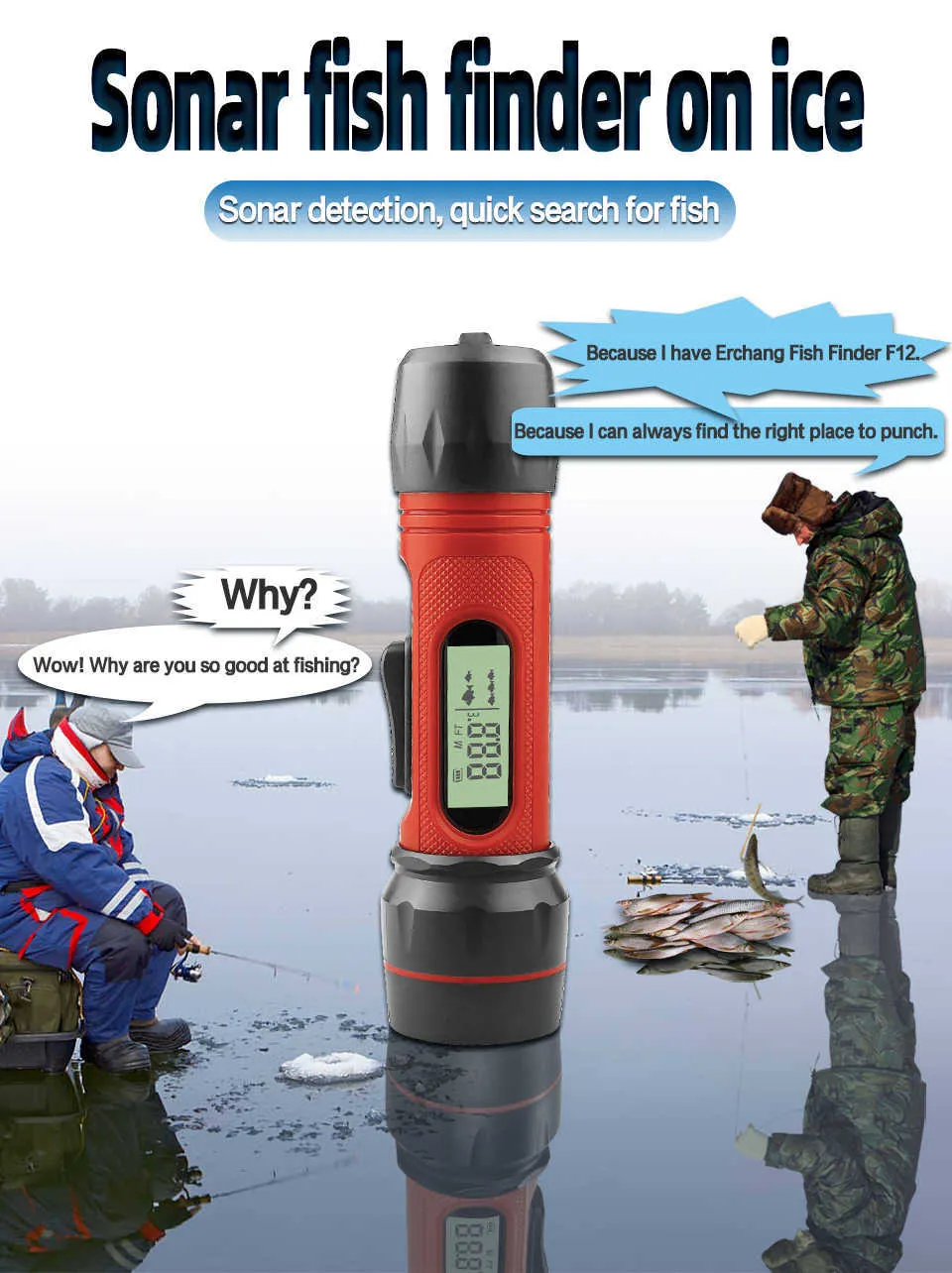 Erchang F12 Portable Wireless Depth Finder 90m Depth Digital Handheld  Transducer Sensor For Winter Ice Fishing Waterproof Sonar Fishfinder  HKD230703 From Fadacai06, $75.6