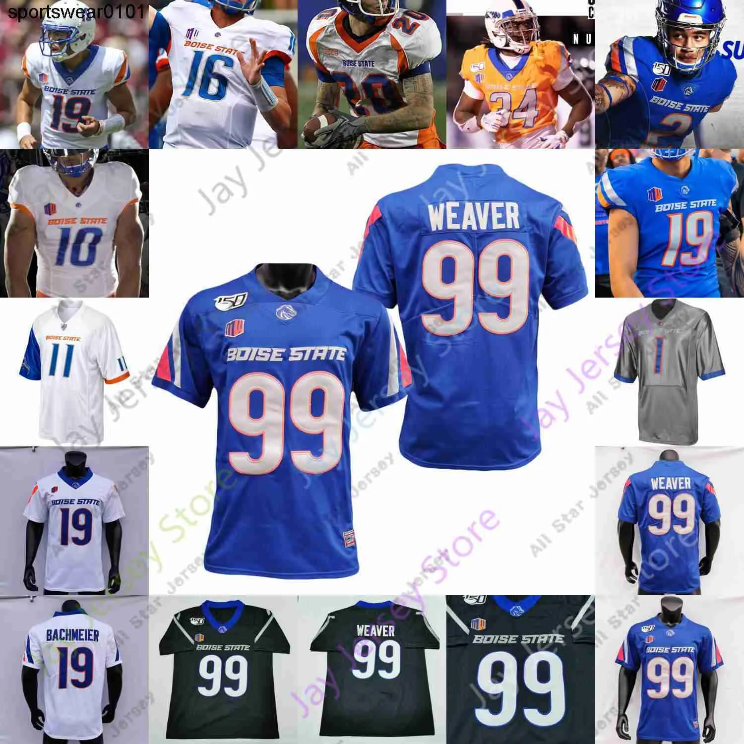 Maillots de football Boise State Football Jersey Ncaa College John Hightower Ct Thomas John Bates Chase Cord Sonatane Lui 4 Brett Rypien 8