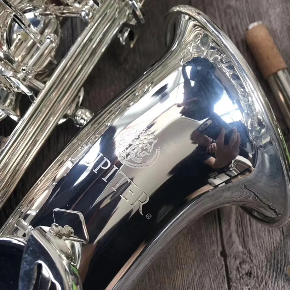 High-end Eb-stämt JAS 700Q altsaxofon mässing förnicklat silver jazzmusikinstrument med fodral