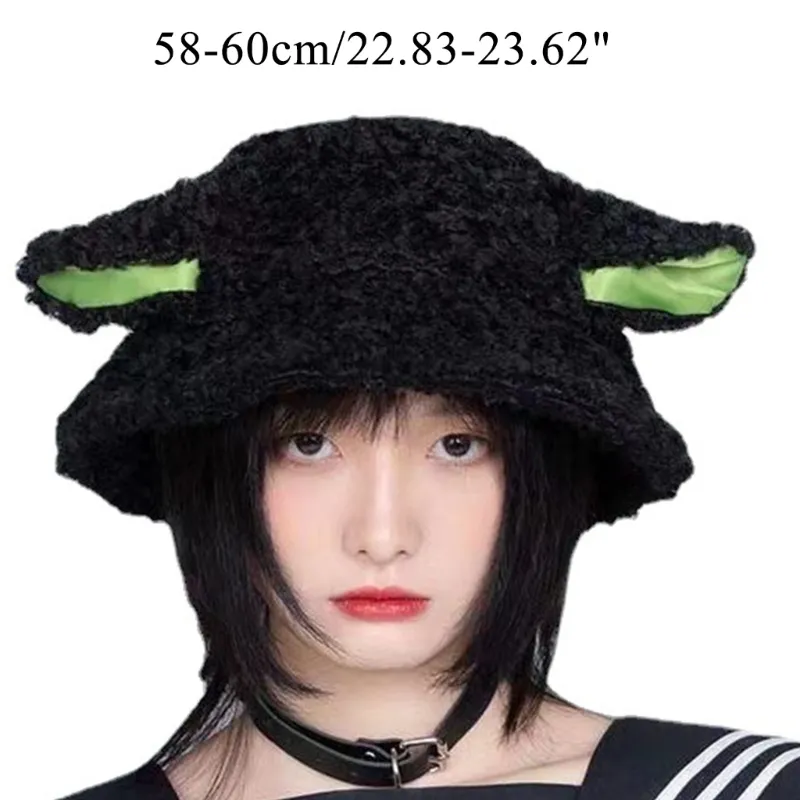 449B Cartoon Lamb Bucket Hat Cute Caps Party Holiday For Autumn Winter Japanese Costume For Kid Adults With Ear Warm Hat