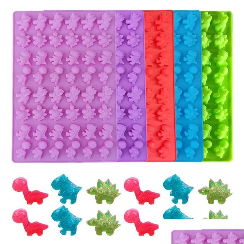 Formy do pieczenia 48 wnęki forma dinozaura Sile Gummy foremki do ciasta czekoladowa taca na kostki lodu cukierki kremówka Mod dekorowanie narzędzia Drop Delivery Dh9Rr