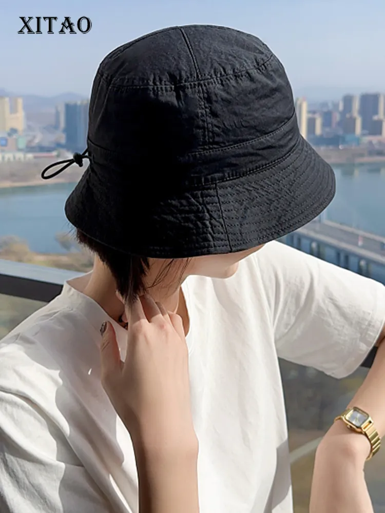 Xitao Solid Casual Bucket Hats Women Korea 2023 Sommar Ny ankomst Personlighet Fashion Tideway Sun Hat Bucket Hats Wld11346