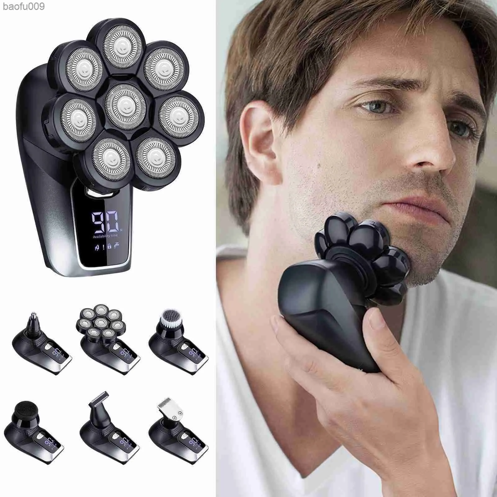 Afeitadora eléctrica para hombres, afeitadoras de cabeza 8D para