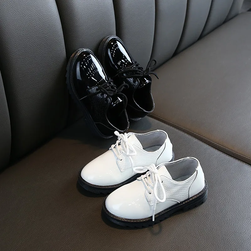 Sneakers Kids Boys Pu Leather Wedding Dress Shoes For Girls Children Baby Black School Performance Formal Flat Loafer B501 230703