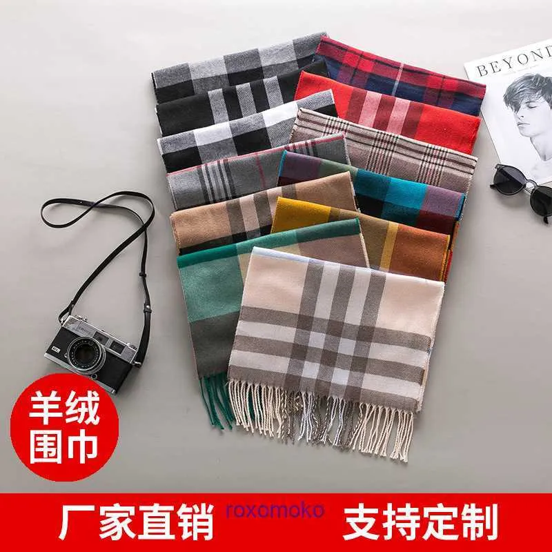 Top quality winter and autumn Bur Home scarf for women men Imitation cashmere thickened neck tassel plaid warm women's Korean version shawl