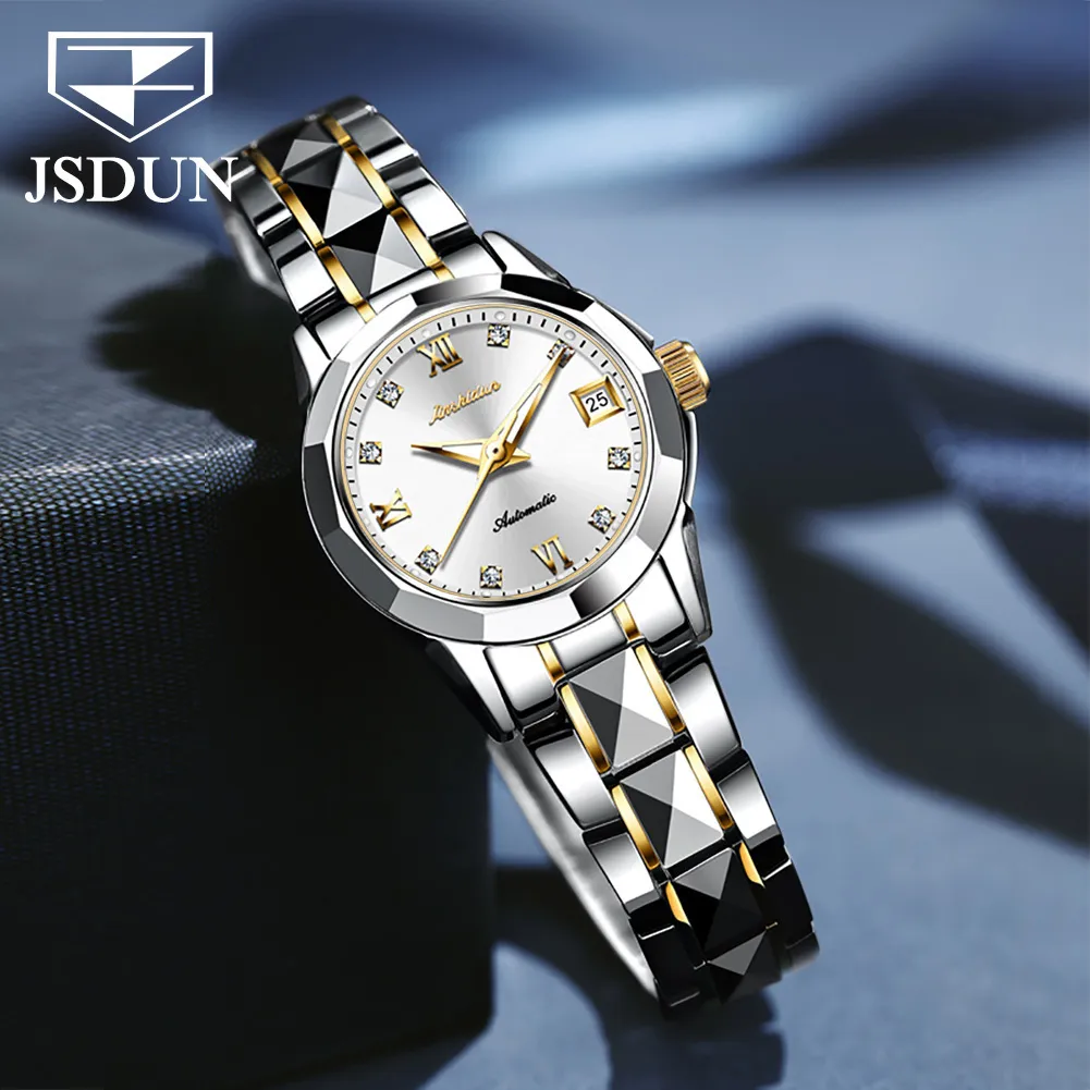 Women s Watches JSDUN Luxury for Women Sapphire Crystal Automatic Mechanical Wristwatch Waterproof Jewelry Watch Clock Bracelet Gift 230703
