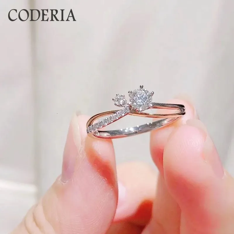 Com pedras laterais prata esterlina 0,5 anéis de casamento de diamante jóias de noivado de jóias de noivado Rings de banda completa 230701