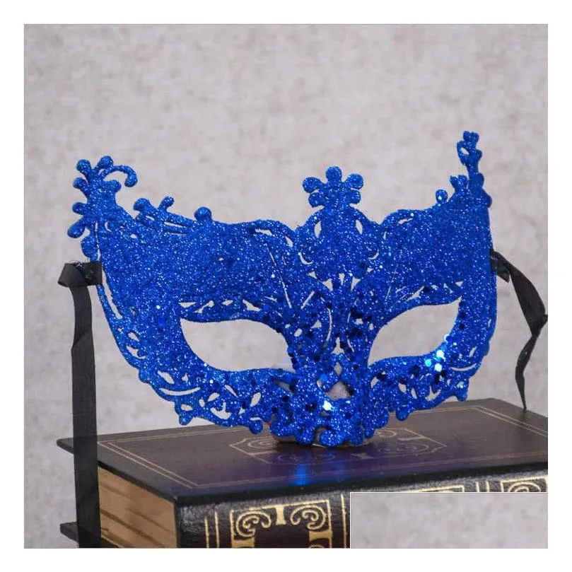 Feestmaskers Masker Flat Gold Powder Venice Lace Prom Costume Drop Delivery Home Garden Feestelijke benodigdheden Dhc0K