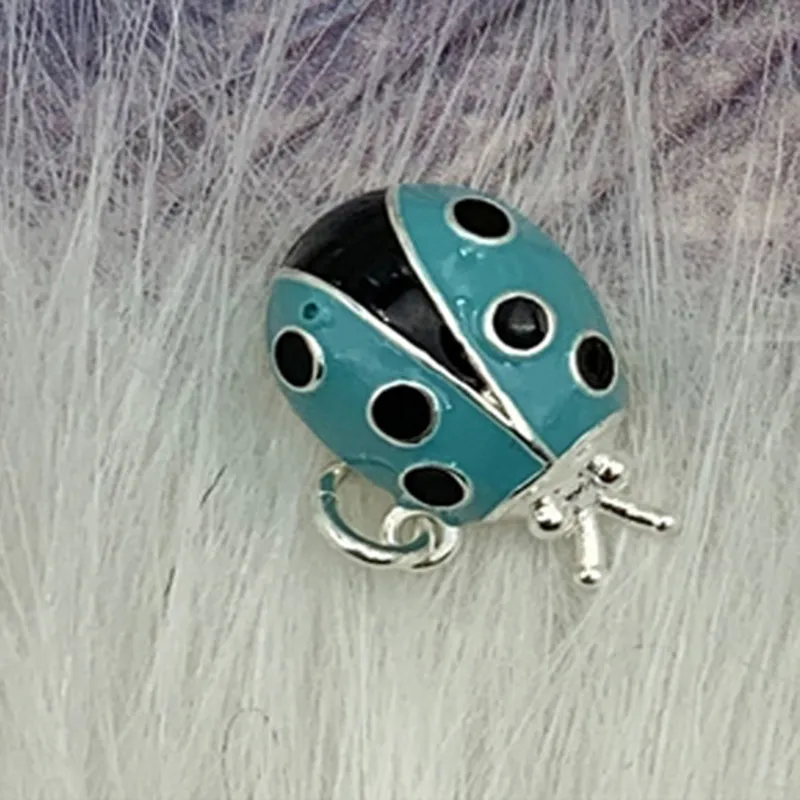 Tasarımcı mücevher dönüş kalp etiketi takılar kolyeler mavi emaye için diy kolye bilezik kadınlar enfes cazibe bileziği lüks marka aşk etiketi hediye kutusu ladybug