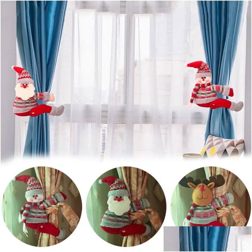 Décorations De Noël Rideau Boucle Titulaire Père Noël Bonhomme De Neige Elk Tie-Back Chambre Crochet Attache Pince Décor À La Maison Drop Delivery Ga Dhsqa