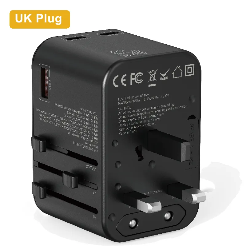 3 puertos Enchufe USB Adaptador de cargador de alimentación múltiple Enchufe  de la UE Mini pared de viaje portátil Ac