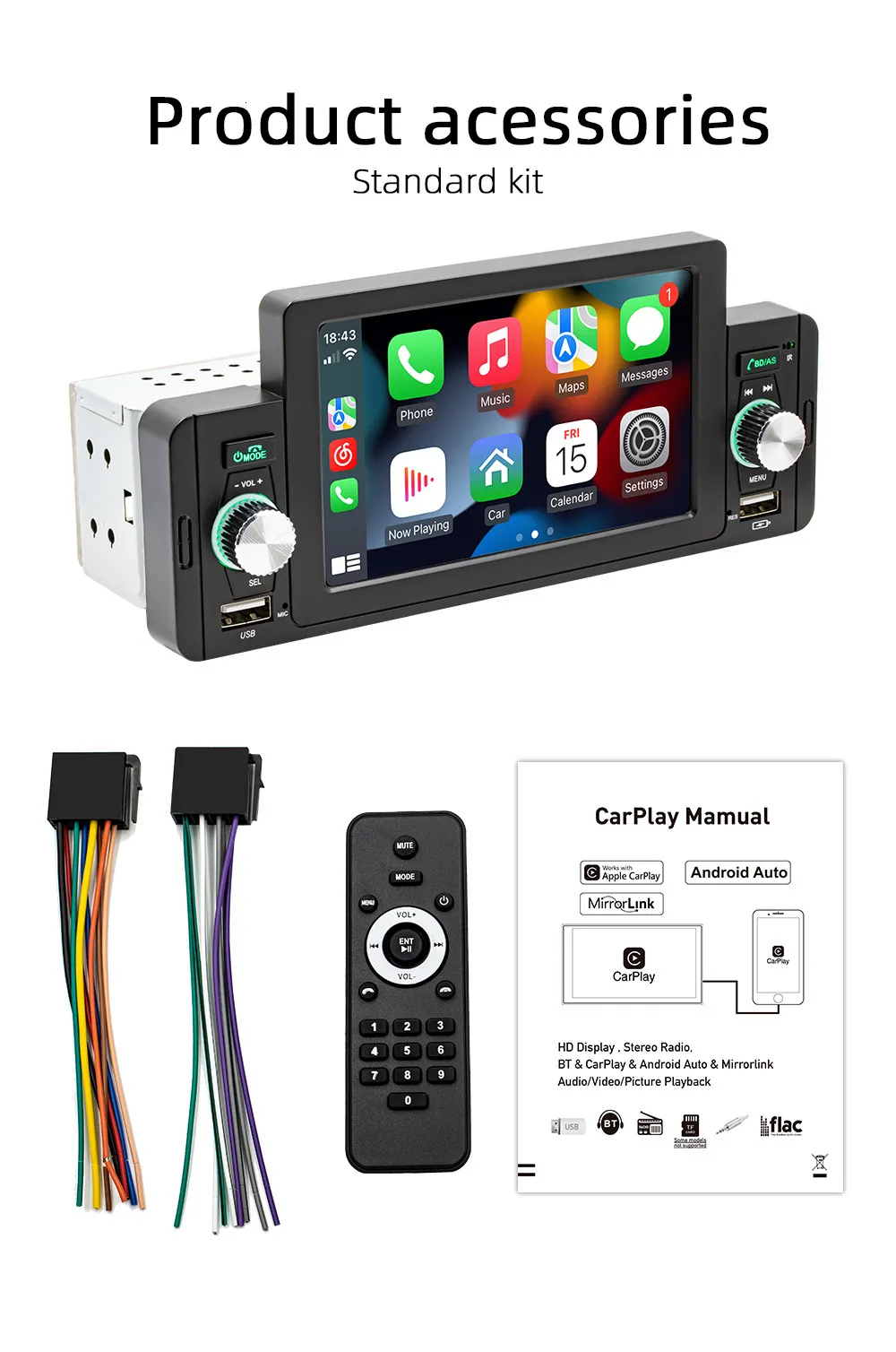 Autoradio full tactile GPS Bluetooth Android & Apple Carplay Fiat jusqu'à  2011 et camping-car de 2007 à 2023 + caméra de recul + caméra de recul