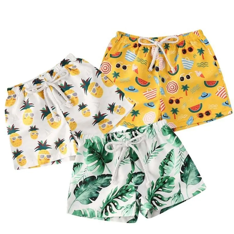 Shorts 0-4T Toddler Baby Boy Girl Kids Shorts Bottoms Summer Cartoon Pineapple Print Swimming Panties Beach Holiday Shorts 230703