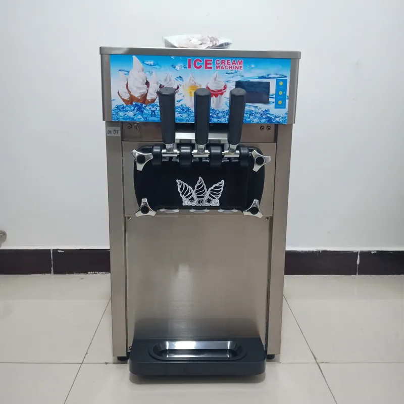 LINBOSS mixed flavor vertical soft ice cream machine is made of stainless steel and has a longer service life 220v