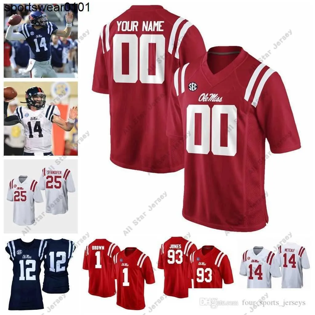 كلية كرة القدم الأمريكية ارتداء NCAA مخصصة Ole Miss Rebels College Football Jerseys Eli Manning Jersey Donte Moncrief Mike Wallace Evan Engram Achie Manning