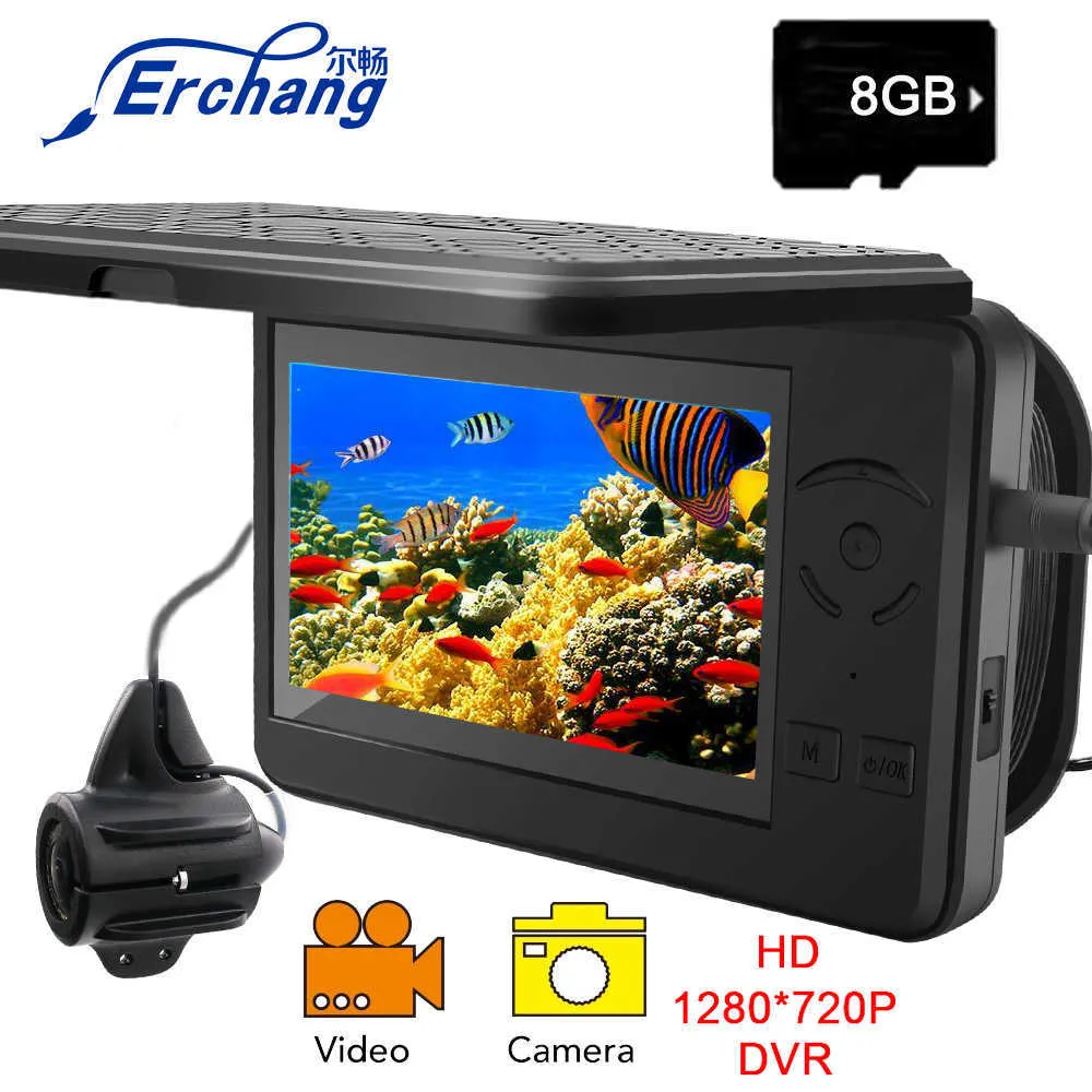 Fish Finder Erchang F431 Videocamera per la registrazione video per la pesca Full HD 1280 * 720P 15m Telecamera subacquea a infrarossi per pesca sul ghiaccio invernale HKD230703
