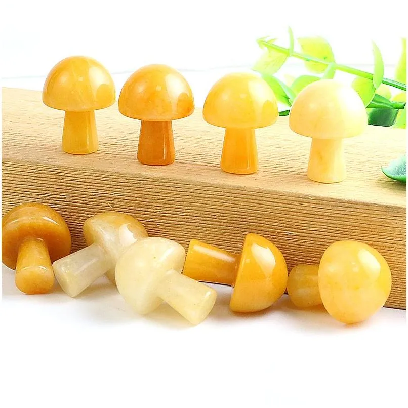 Pierre 20Mm Jaune Aventurine Mini Champignon Plante Statue Sculpture Naturelle Décoration De La Maison Cristal Polissage Gem Drop Livraison Bijoux Dh9Fi