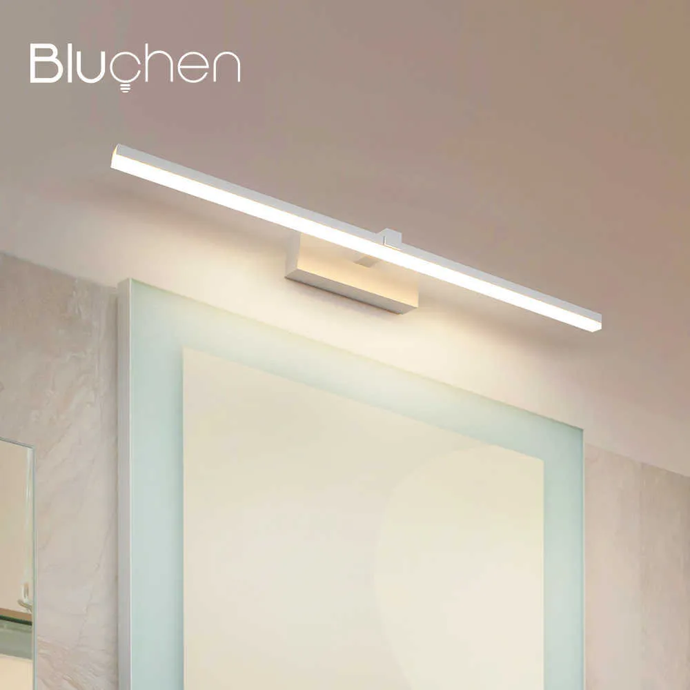 Lampade Apparecchio moderno Marrone Bianco Argento Dorato Lampada da parete a Led 55 80 100 cm Luce per foto lunga Lampada da specchio per bagno in alluminio HKD230701